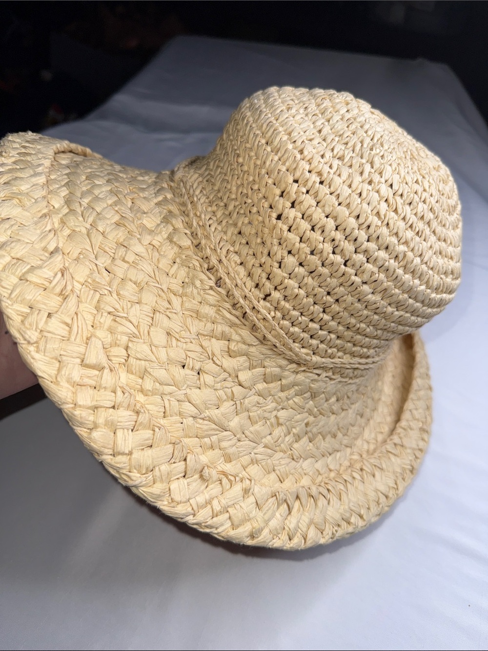 Jaclyn Smith Cream Straw Beach Hat with Wide Brim